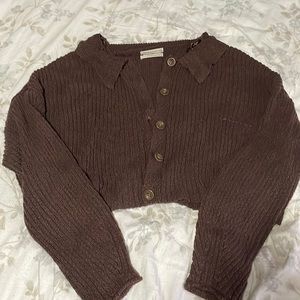 Brown cotton button up sweater